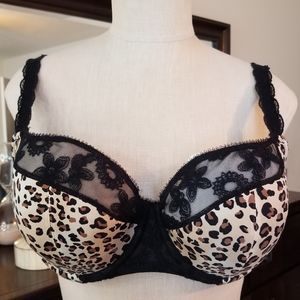 Cacique Leopard and Lace Unpadded Bra